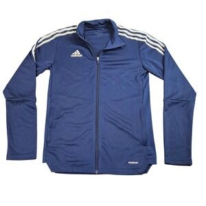 Adidas Track Jacket Mens Small Navy Blue Aeroready Primegreen Full Zip Athletic